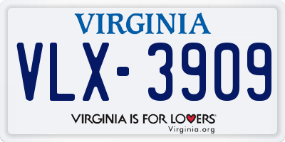 VA license plate VLX3909