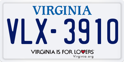 VA license plate VLX3910