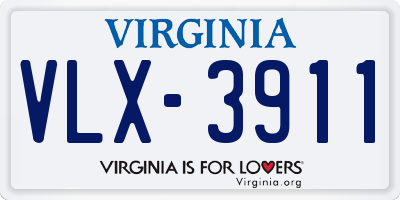 VA license plate VLX3911