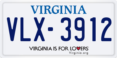 VA license plate VLX3912