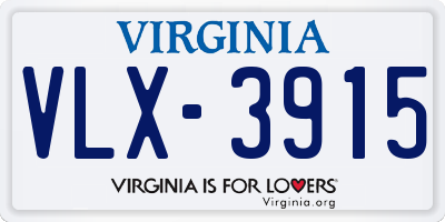 VA license plate VLX3915