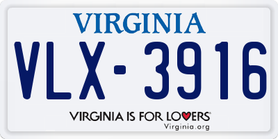 VA license plate VLX3916