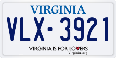 VA license plate VLX3921