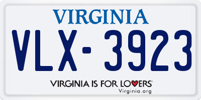 VA license plate VLX3923