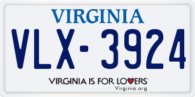 VA license plate VLX3924