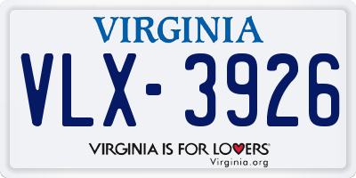 VA license plate VLX3926