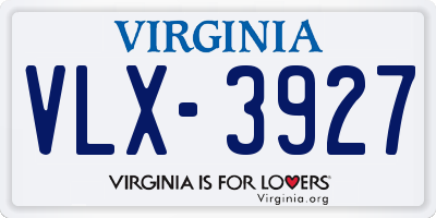 VA license plate VLX3927