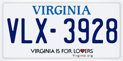 VA license plate VLX3928