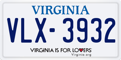 VA license plate VLX3932