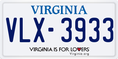 VA license plate VLX3933