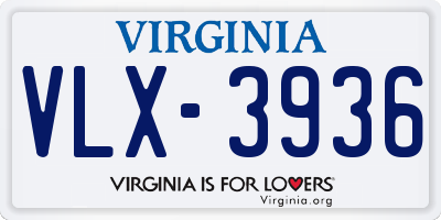 VA license plate VLX3936