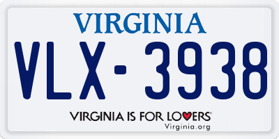 VA license plate VLX3938