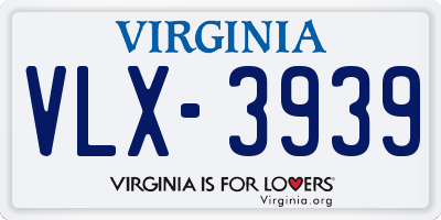 VA license plate VLX3939