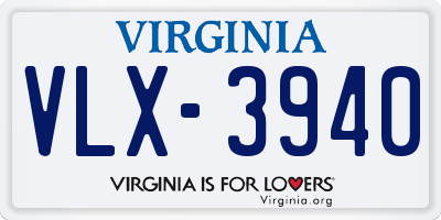 VA license plate VLX3940