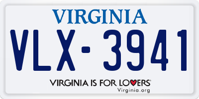 VA license plate VLX3941