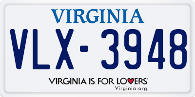 VA license plate VLX3948