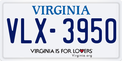 VA license plate VLX3950