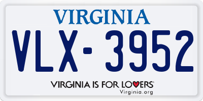 VA license plate VLX3952