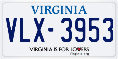 VA license plate VLX3953