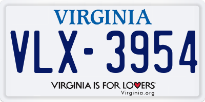 VA license plate VLX3954