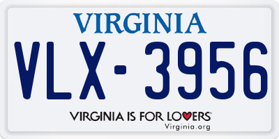 VA license plate VLX3956