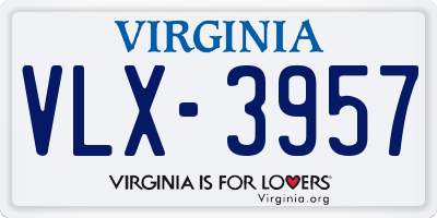 VA license plate VLX3957