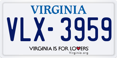 VA license plate VLX3959