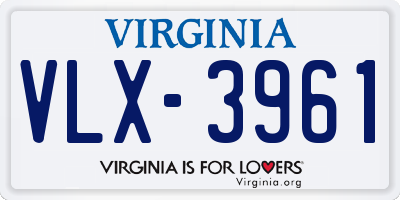 VA license plate VLX3961