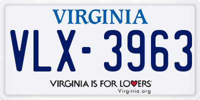 VA license plate VLX3963