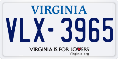 VA license plate VLX3965