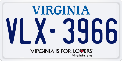 VA license plate VLX3966