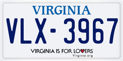 VA license plate VLX3967