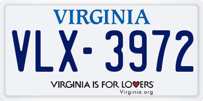 VA license plate VLX3972