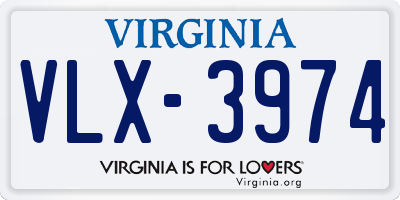 VA license plate VLX3974