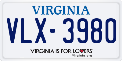 VA license plate VLX3980