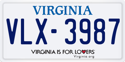 VA license plate VLX3987