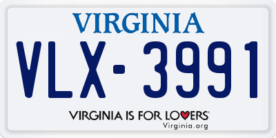 VA license plate VLX3991