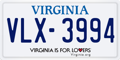 VA license plate VLX3994