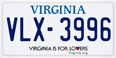 VA license plate VLX3996