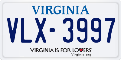 VA license plate VLX3997