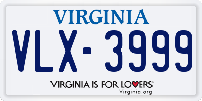 VA license plate VLX3999