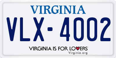 VA license plate VLX4002