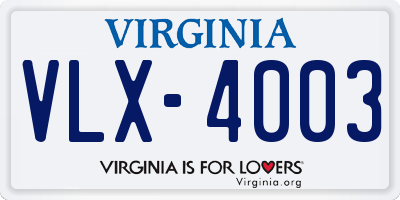 VA license plate VLX4003
