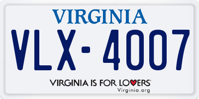 VA license plate VLX4007