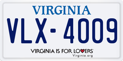 VA license plate VLX4009