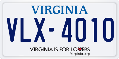 VA license plate VLX4010