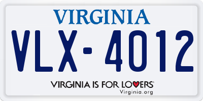 VA license plate VLX4012