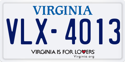 VA license plate VLX4013