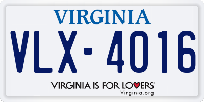 VA license plate VLX4016