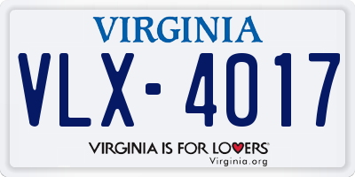 VA license plate VLX4017